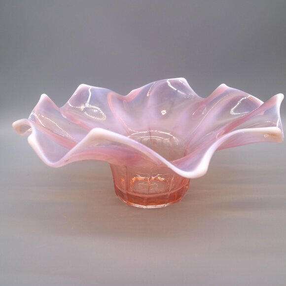 Stunning Vintage Iridescent Luster Pink Decorative Bowl 12" - Picture 3 of 8